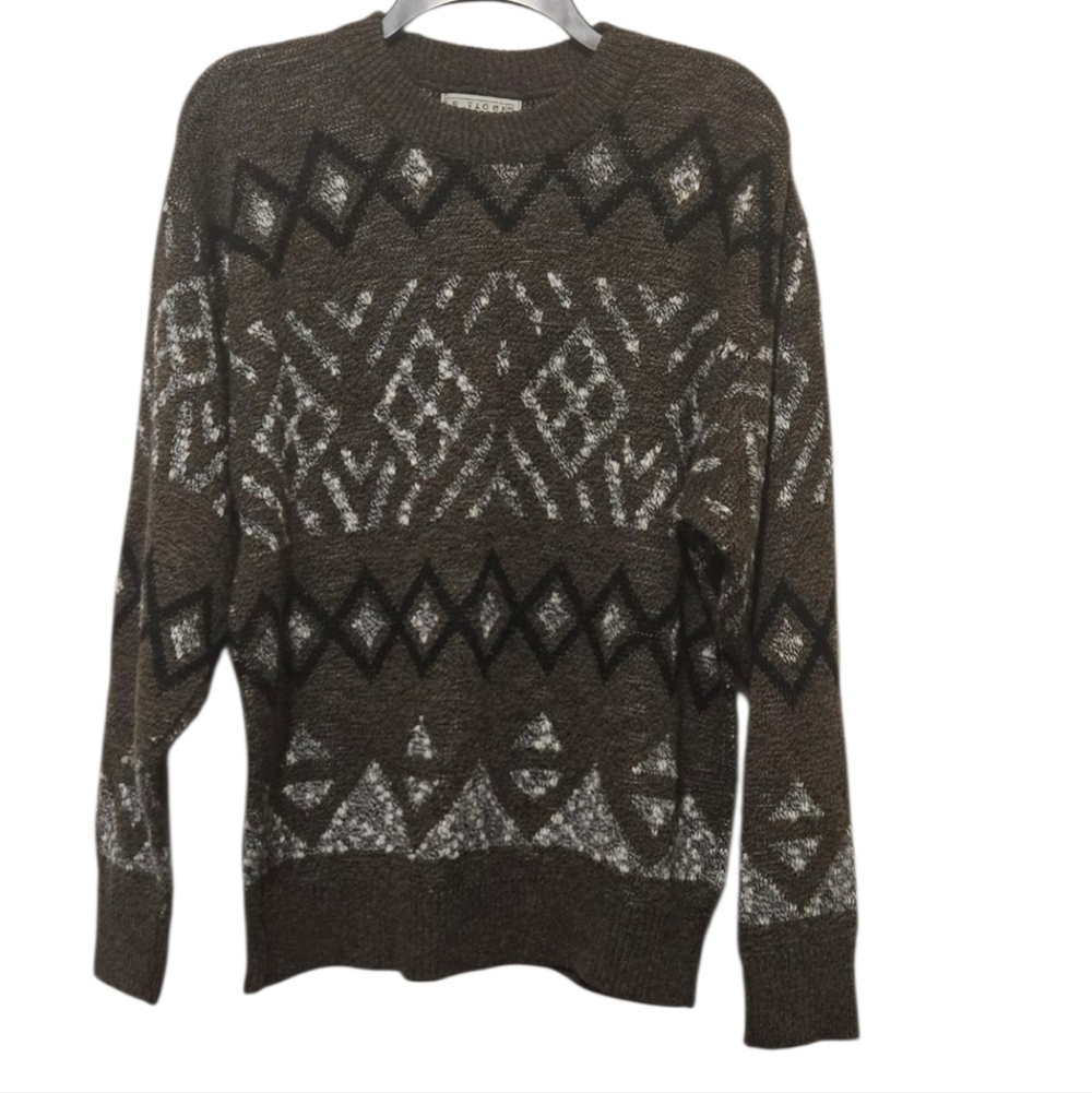 Vintage Le Tigre Men's Crewneck Sweater - Brown and Black Size L - Picture 2 of 8